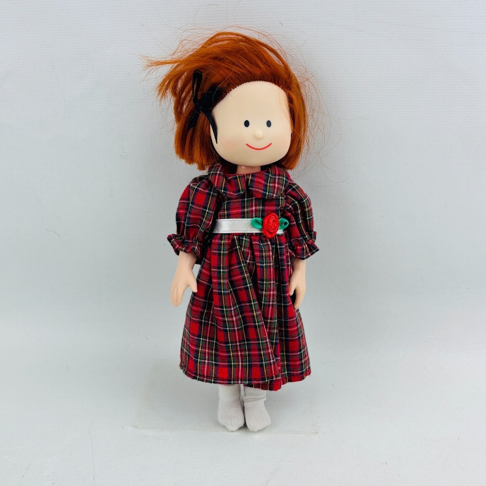 Eden Madeline Doll Holiday Best Red‎ Plaid Dress Christmas 8" Poseable Vintage